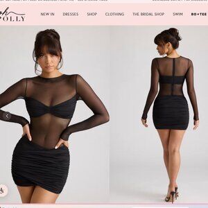 Oh Polly Sheer Panelled Long Sleeve Mini Dress